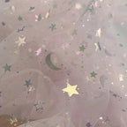 Dreamy Mesh Fabric For Children In Princess Style With Colored Star And Moon Printed Pattern Suitable For Wedding Dress Designer