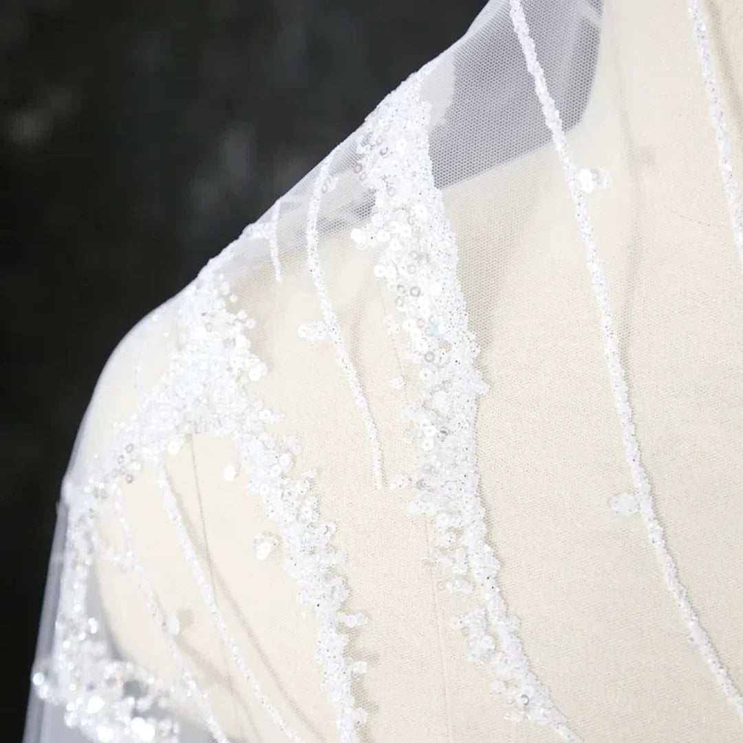 Super Large Sparkling Powder, High-end Ripple Loose Powder Lace Fabric, Wedding Dress Veil DIY Material Fabric