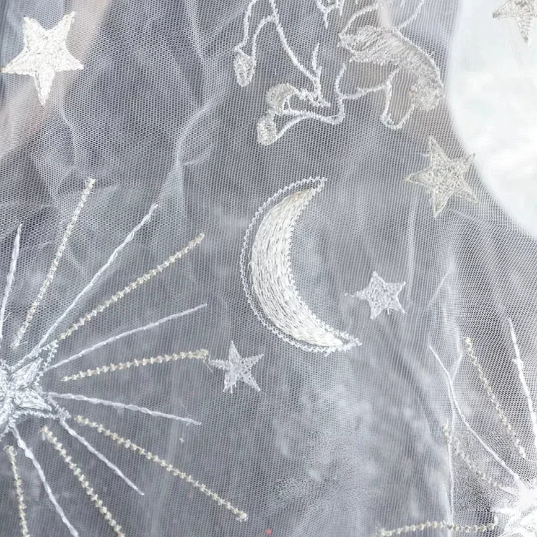 Tela de encaje bordada de malla transparente Tianma para vestido de novia, decoración de vestido, material de tela DIY hecho a mano, color negro
