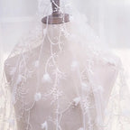 Multicolor 3D Embroidered Lace Mesh Fabric - Wedding Gown Material