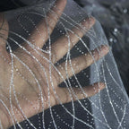 Striped spray silver glitter pink glitter transparent mesh sewing wedding dress fabric mesh accessories