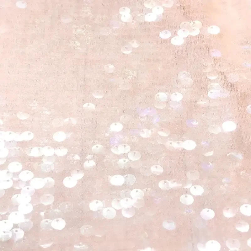 Multi-Color Glitter Sequins Mesh Fabric - Transparent Sparkle Material 130cm