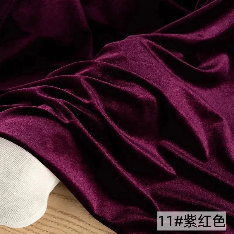 Solid Velvet Fabric - Glossy Four-Sided Elastic Material 160cm