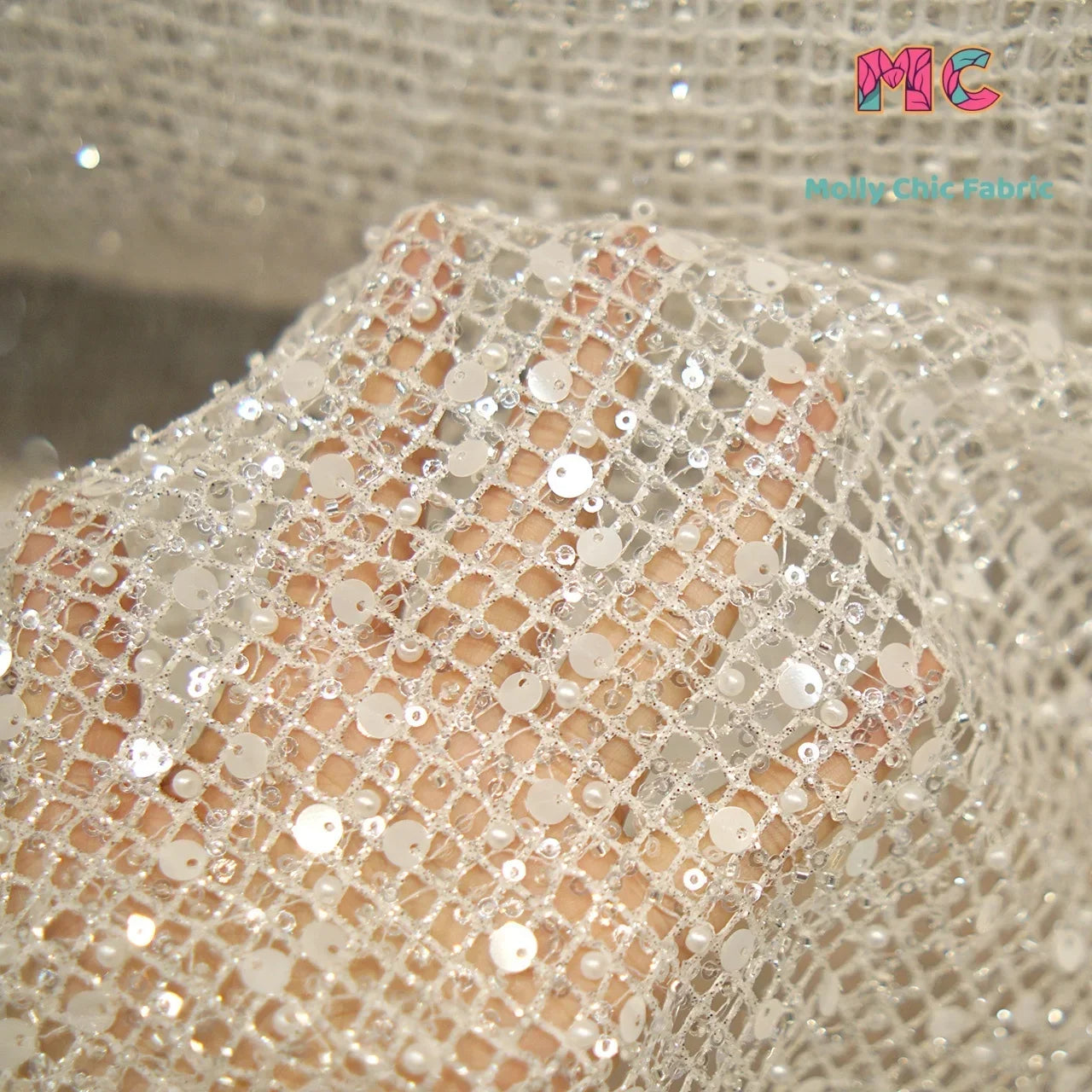New Nail Bead Glitter Crystal Sprinkle Gold Powder Mesh Hollow Mesh Diy Sewing High-end Wedding Evening Dress Fabrics For Sewing