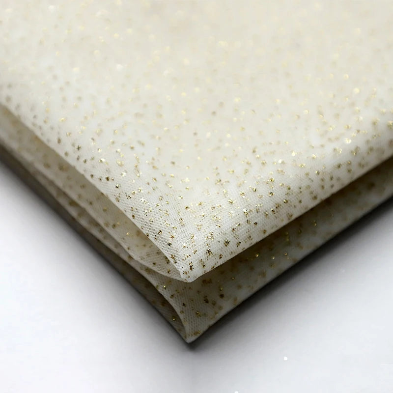 High Quality Thickened Soft Mesh Fabric Gold Spray Silver Flash Yarn for Fashion Wedding Dresses DIY Gown Decorative Fabric