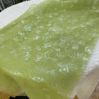 Tela de fondo para costura de ropa infantil, con malla suave transparente y mariposa arcoíris verde hierba fresca, ideal para decoración navideña DIY