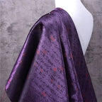 Premium Brocade Satin Fabric - Embroidered Calligraphy Design Material