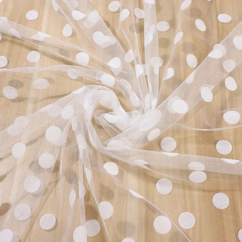 فستان نسائي من القماش الشبكي المزخرف بنقاط البولكا المستديرة الكبيرة مقاس 2 سم، مصنوع يدويًا، فستان جنية للأطفال