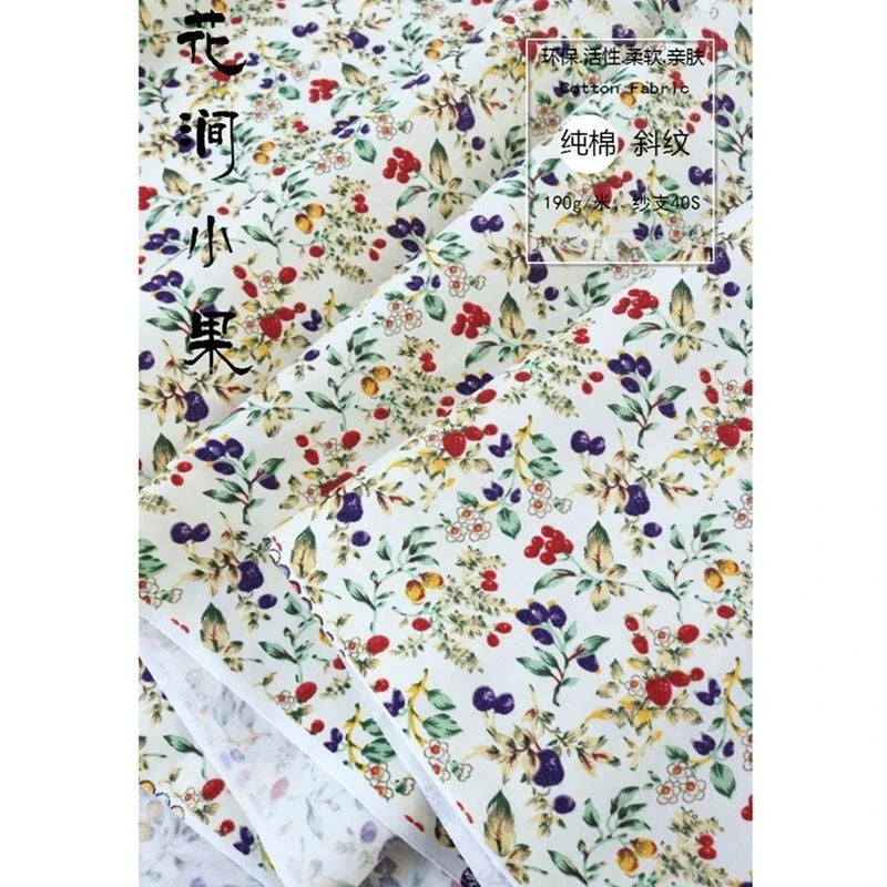 Tela de sarga de algodón puro con estampado floral, suave, totalmente de algodón, para ropa de cama, pijamas, pantalones, cortinas y proyectos de bricolaje para bebés.