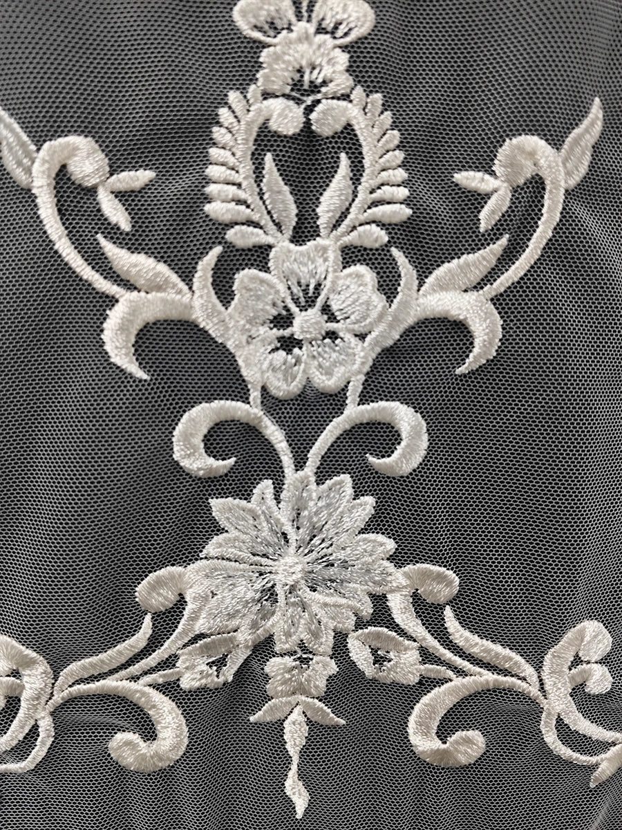 Vestido de novia, vestido de noche, accesorios qipao, hecho a mano con tela de encaje floral en el pecho blanco