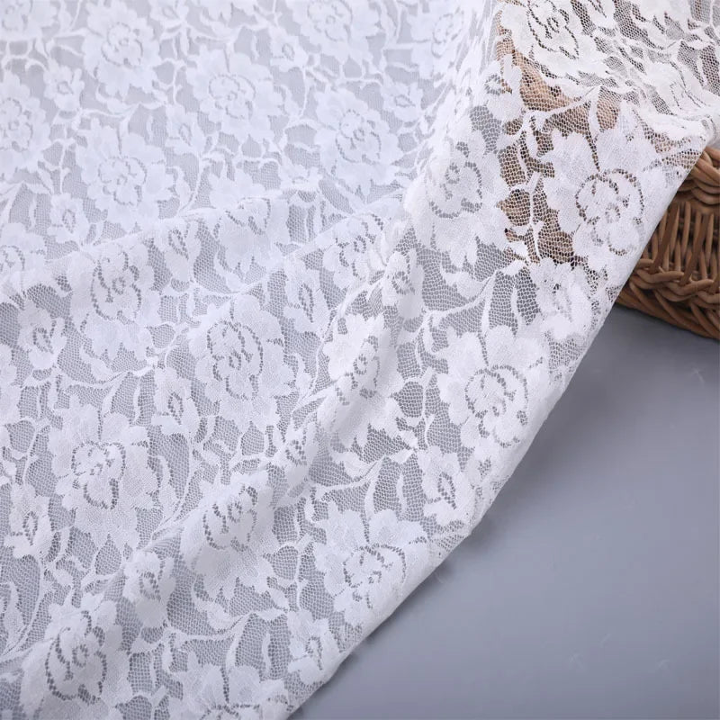 قماش دانتيل مجوف مرن من البوليستر الأمونيا الجديد للربيع والصيف والخريف والشتاء 2025، قماش دانتيل عصري للنساء