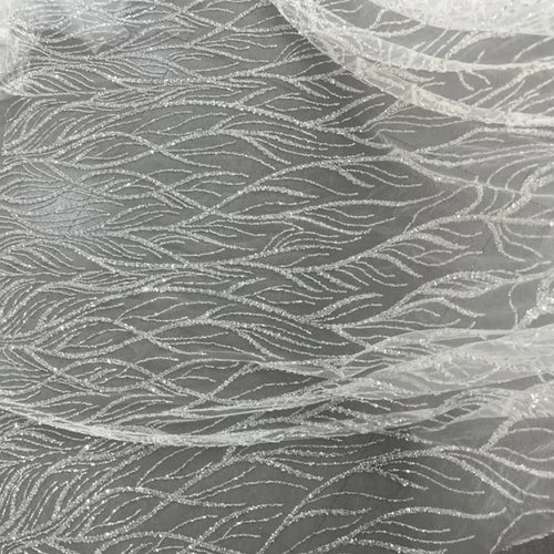 Beaded Sequin Branch Embroidered Mesh - White for Bridal & Accessories - fabric photo 1