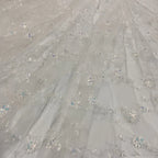 Nueva gasa de malla con bordado de cuentas, bordado floral, tela de gasa de encaje para falda de primavera y verano para mujer, diseñador senior al por mayor