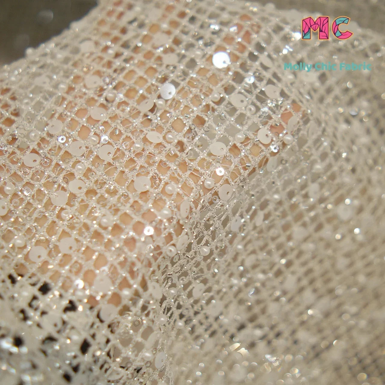 New Nail Bead Glitter Crystal Sprinkle Gold Powder Mesh Hollow Mesh Diy Sewing High-end Wedding Evening Dress Fabrics For Sewing