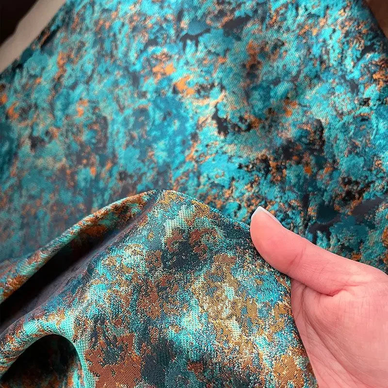 Metallic Woven Jacquard Fabric With Graffiti Pattern For Cheongsam Creative Clothing Design And Fashion Photo Backgrounds