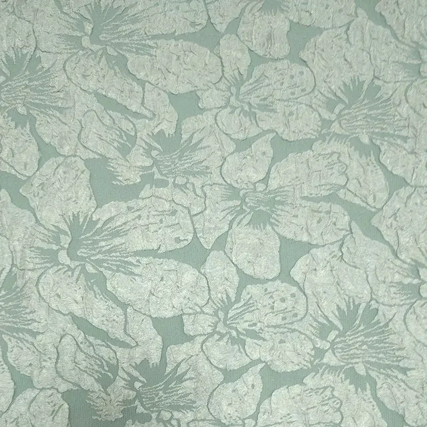 قماش كريب جاكار بابل - خامة فستان بنقشة زهور كبيرة بارزة