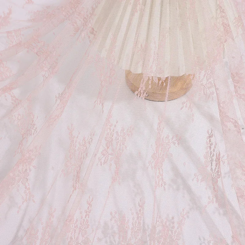 Elastic Floral Wedding Dress With Lace Jacquard Fabric Suspender Skirt Lingerie Fabric Homemade Veil Designer Mesh Fabric