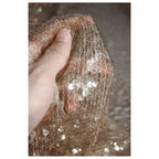 Dense champagne sequin tulle material for formal dresses