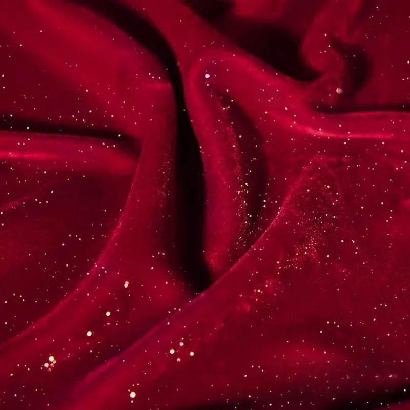 Sparkling Diamond Velvet Fabric - Starry Pattern Evening Dress Material 140cm