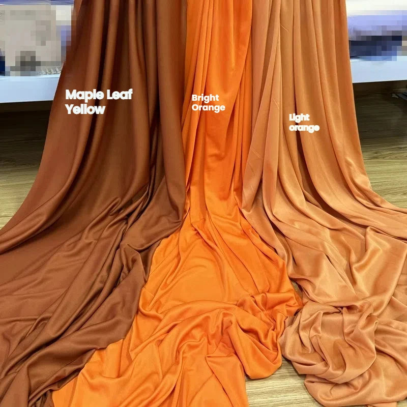Orange Yellow Gold Coffee Milk Silk Stretch Fabric Roll Width 150cm for Wedding Home Decor Backdrop Drape Goblet Garment