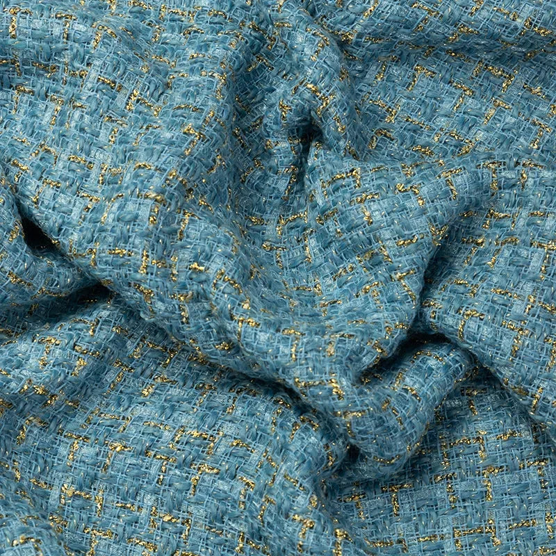 قماش منسوج بخشونة على شكل عطر صغير، شبكة سلكية ذهبية، قماش تويد عصري مطاطي، ملابس نسائية عصرية، قماش حرفي