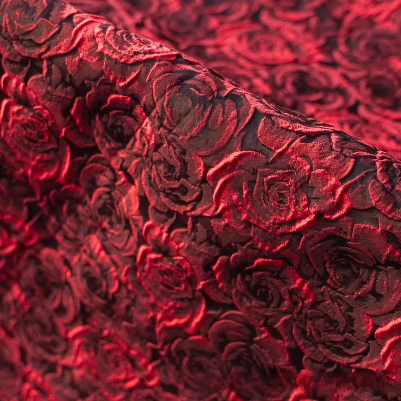 قماش جاكار أحمر نبيذي وردي فستان واسع جميل جاكيت بدلة رجالي ملابس إبداعية مصمم فستان سهرة قماش