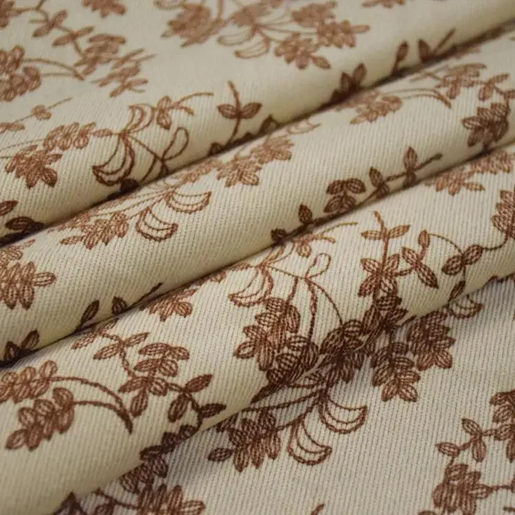 Colorful Corduroy Printed Fabric - Fresh Floral Striped Velvet 145cm