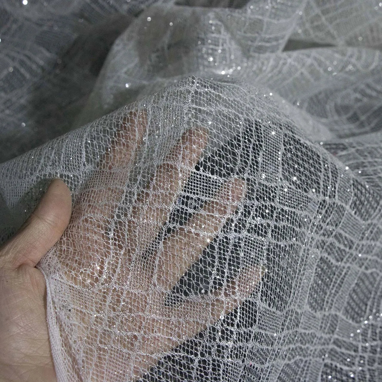 Stripe design mesh sewing high-end fashion wedding dress shiny sequin evening dress fabric