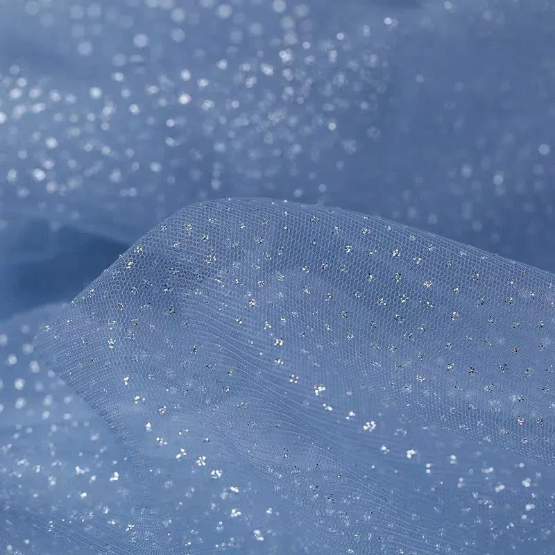 High-quality Blue Black Purple Champagne Colored Headdress, Hot Stamping Gold Spray Shiny Film Wedding Dress Soft Tulle Fabric