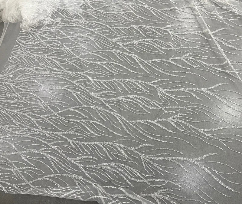 New bead sequins, branch shaped embroidery, mesh fabric, wedding dress, white clothing accessories