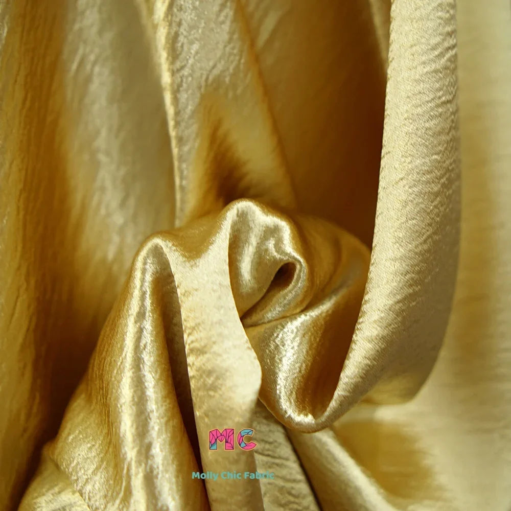 Metallic Shiny Satin Crepe Fabric - Formal Dress Stage Material 150cm