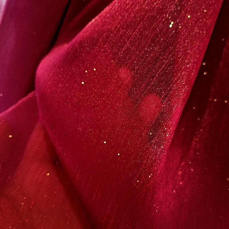 قماش التول اللامع - شبكة شفافة لامعة لفساتين الحفلات وديكورات المناسبات