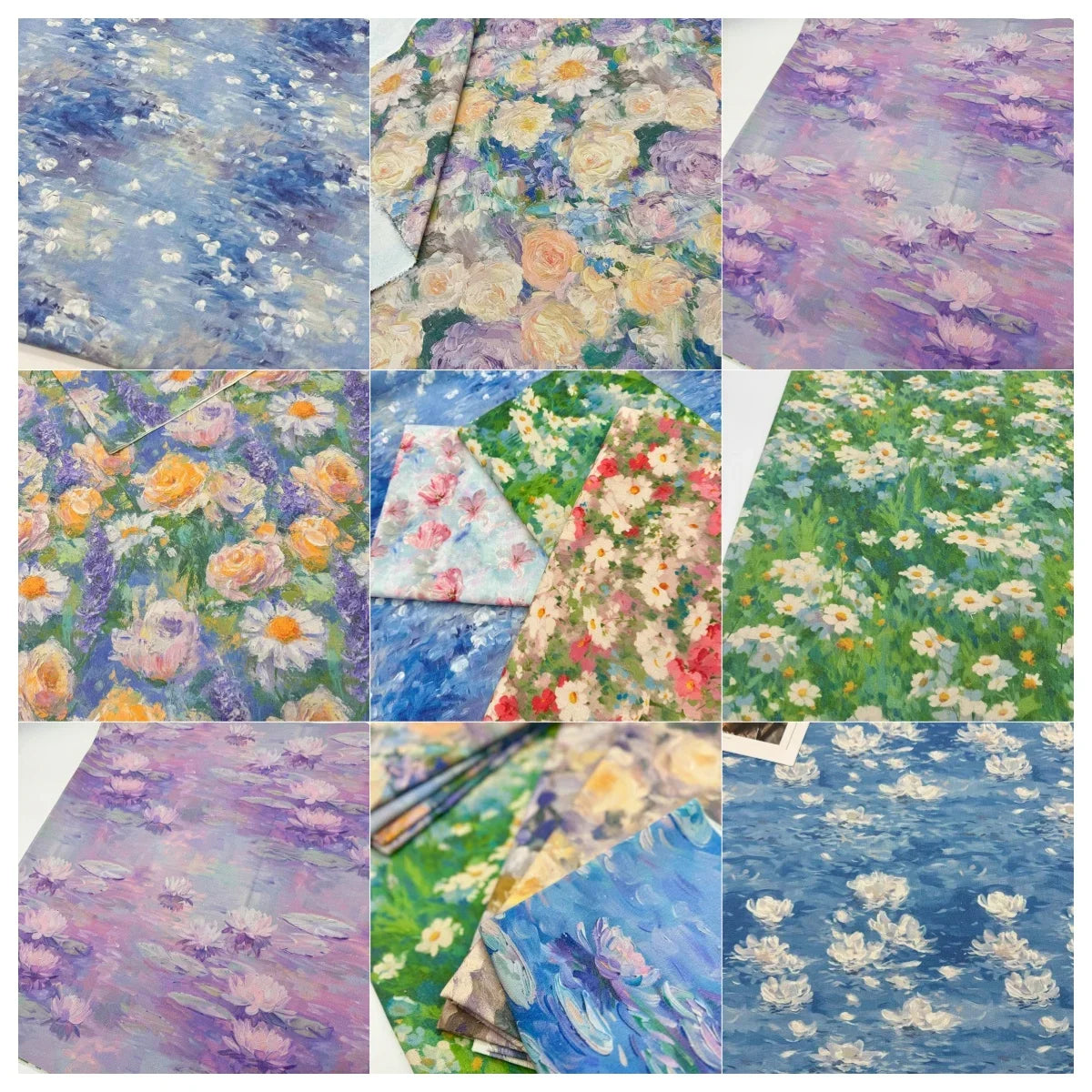 Oil Painting Floral Fabric Premium Cotton Linen Blend With Dense Weave For Tablecloth DIY Home Decor Door Curtain Fabric