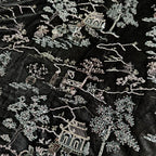 فستان رسمي فاخر من قماش مخملي مطرز بالخرز باللون الأسود والنبيذ الأحمر الفاخر، قماش مخملي ذهبي مطرز