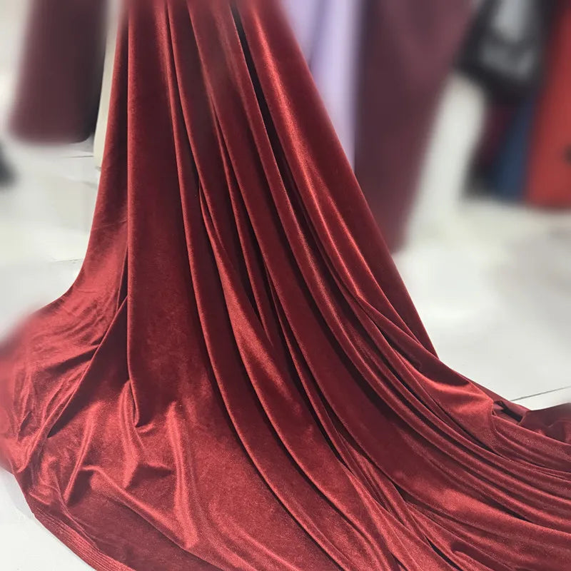 قماش مخملي عالي الجودة، قماش مخملي أحمر غامق، فساتين سهرة دافئة، ديكورات خلفية للمهرجانات، قماش ستائر
