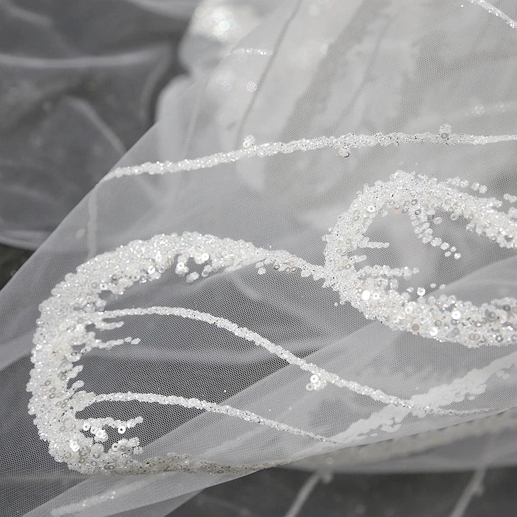 Super Large Sparkling Powder, High-end Ripple Loose Powder Lace Fabric, Wedding Dress Veil DIY Material Fabric