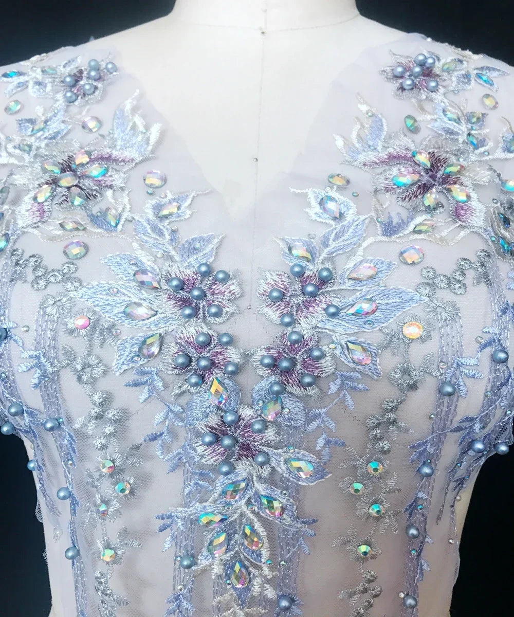 Purple Nail Bead Rhinestone Decal Lace Collar Decal Performance Costume Dance Costume Decoration Diy Accessories