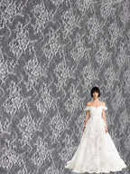 Vestido de novia con bordado de lentejuelas, encaje blanco cosido, encaje hecho a mano, material de bricolaje, accesorio de diseñador