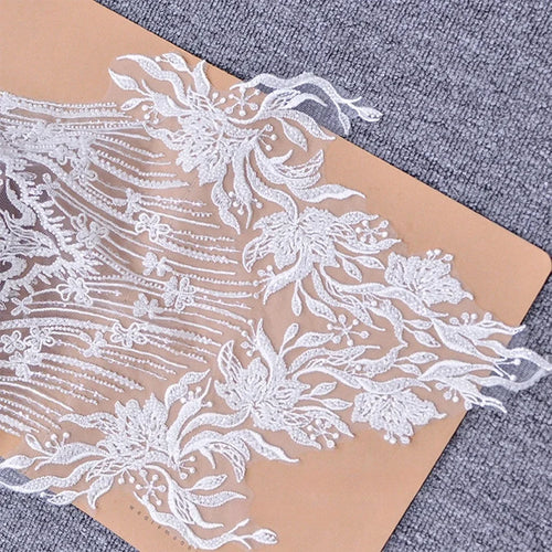 Beige Beaded Mesh Corsage - Wedding Dress Evening Gown Lace Accessories - fabric photo 1