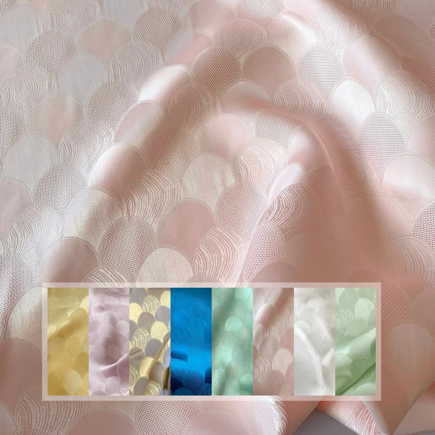قماش ساتان حريري من Sea Wave Jacquard - مادة أنيقة 109 سم