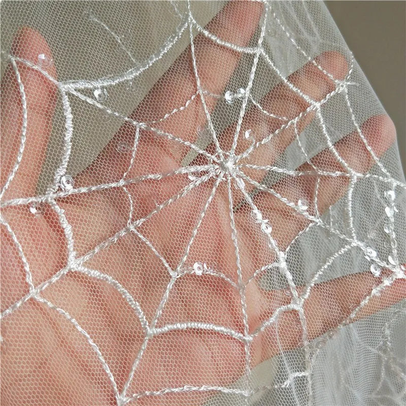 Creative Spider Web Sequins Lace Fabric, Embroidery Accessories, Wedding Dress, Children's Stage Clothing, DIY