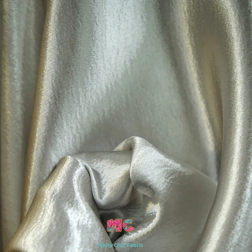 Metallic Shiny Satin Crepe Fabric - Formal Dress Stage Material 150cm