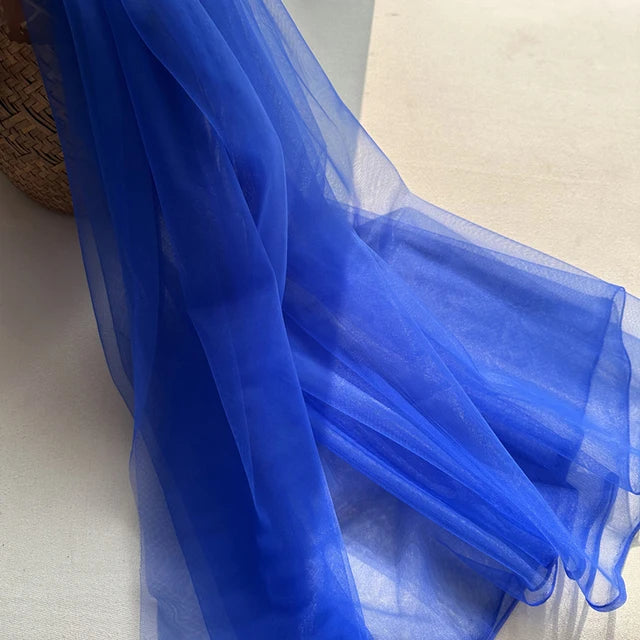 Tela de malla de gasa ligera con efecto niebla, hilo de tul azul suave, velo de fondo DIY, vestido de novia, tul de hadas, material de decoración nupcial