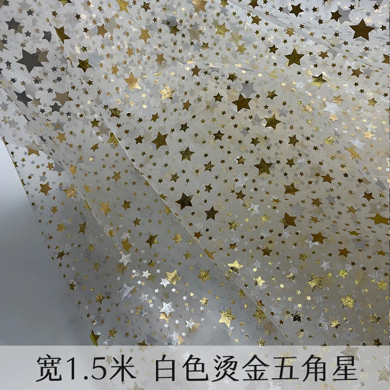 Premium Pentagram Hot Stamping Mesh Fabric for Stage Outfits, Dresses, Christmas Holiday Designs, and DIY Handmade Crafts