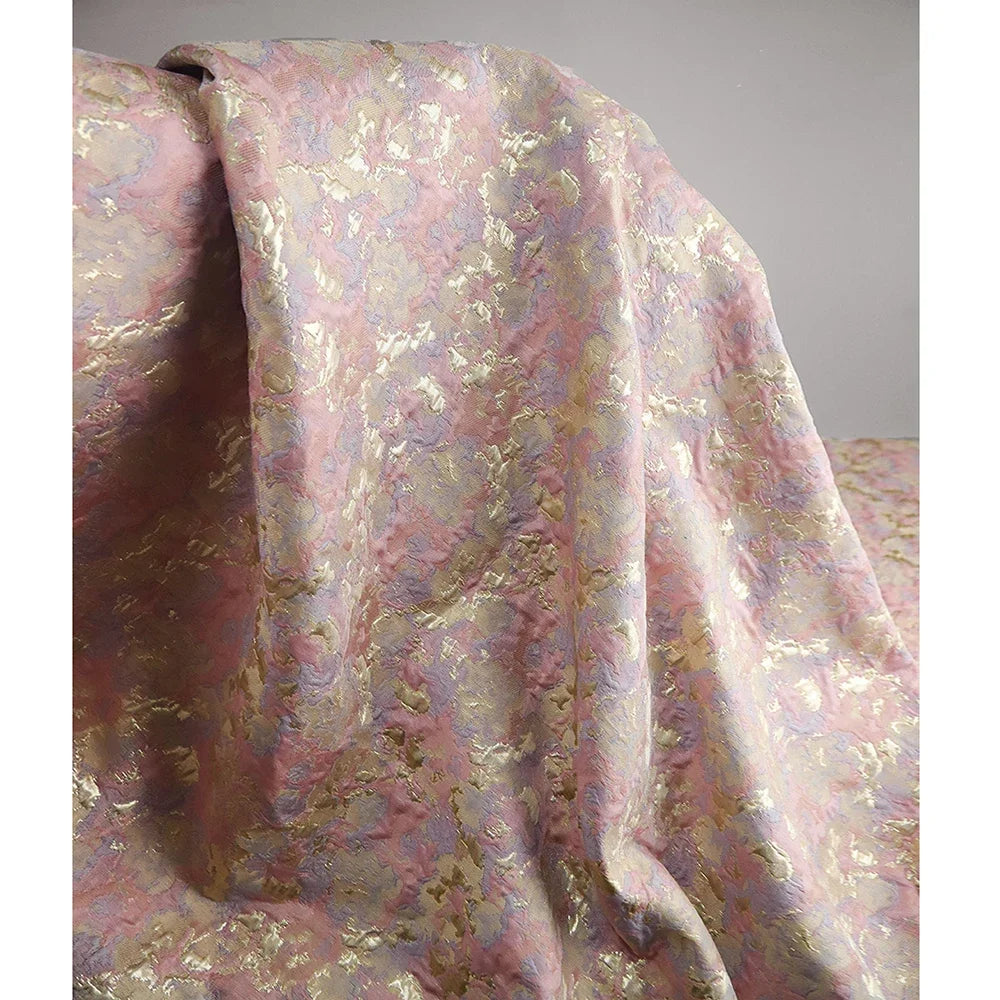 Oil Painting Style Gold Jacquard Relief Fabric - 3D Textured Material