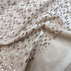 Shiny Beige Glitter Gold Velvet Elastic Fabric - High Quality 140cm