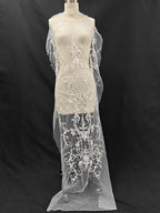 Vestido de novia, vestido de noche, accesorios qipao, hecho a mano con tela de encaje floral en el pecho blanco