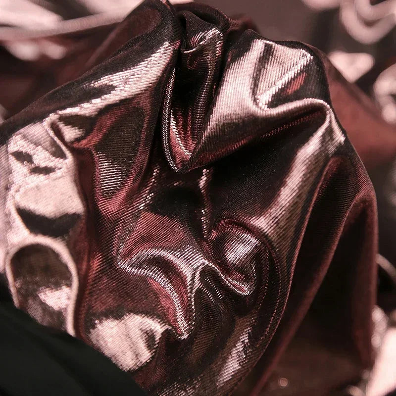 قماش جلدي معدني ذهبي فضي - مادة مرنة فائقة النحافة 150 سم