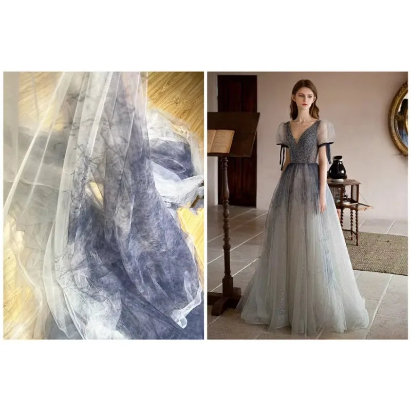 قماش شبكي مطبوع عالي الجودة بألوان متدرجة لخياطة فساتين السهرة وملابس الأطفال وتنورة منتفخة وقماش خفيف الوزن