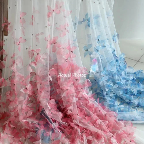 3D Diamond Butterfly Tulle - Sheer for Wedding Dress & Evening Gown